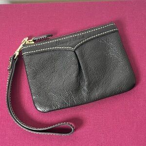 Dooney & Bourke Black Genuine Pebble Leather Wristlet‎